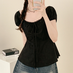 ブラウス レースリボンティアードブラウス BLACK