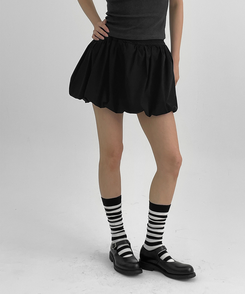 ミニスカート ナイロンバルーンミニスカートパンツ BLACK