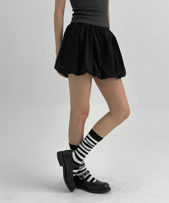 ミニスカート ナイロンバルーンミニスカートパンツ BLACK