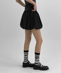 ミニスカート ナイロンバルーンミニスカートパンツ BLACK