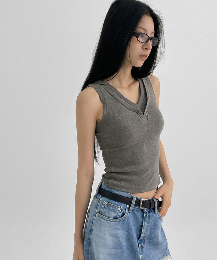 レイヤードフードキャミソール GREY
