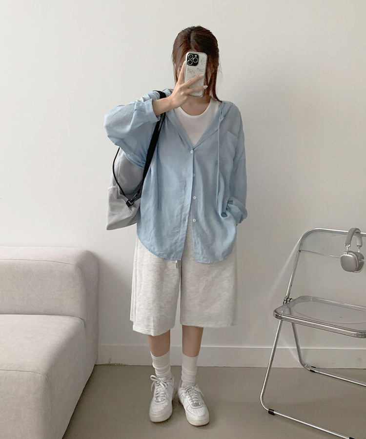 나푸 소프트 후드 버튼 포켓 남방 루즈핏 셔츠