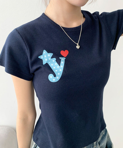 ビッグプリンティング半袖Tシャツ NAVY