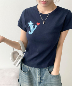 ビッグプリンティング半袖Tシャツ NAVY