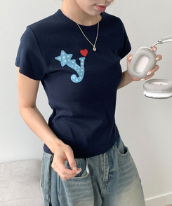 ビッグプリンティング半袖Tシャツ NAVY