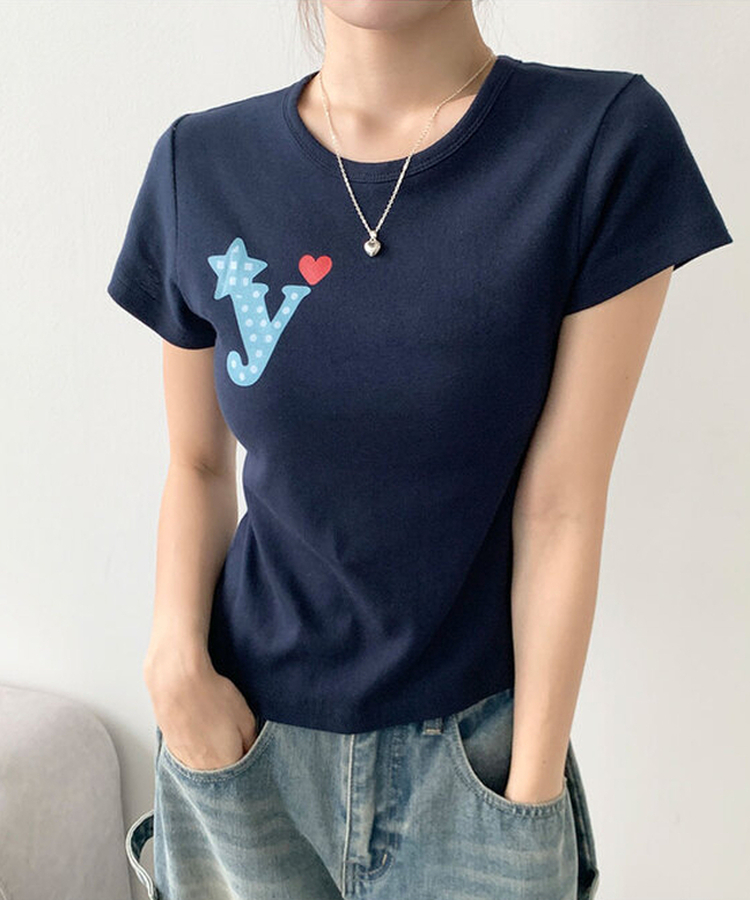 ビッグプリンティング半袖Tシャツ NAVY