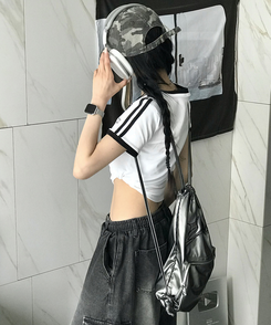 半袖Tシャツ トラックラインVネック半袖Tシャツ WHITE