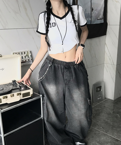 半袖Tシャツ トラックラインVネック半袖Tシャツ WHITE