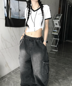 半袖Tシャツ トラックラインVネック半袖Tシャツ WHITE