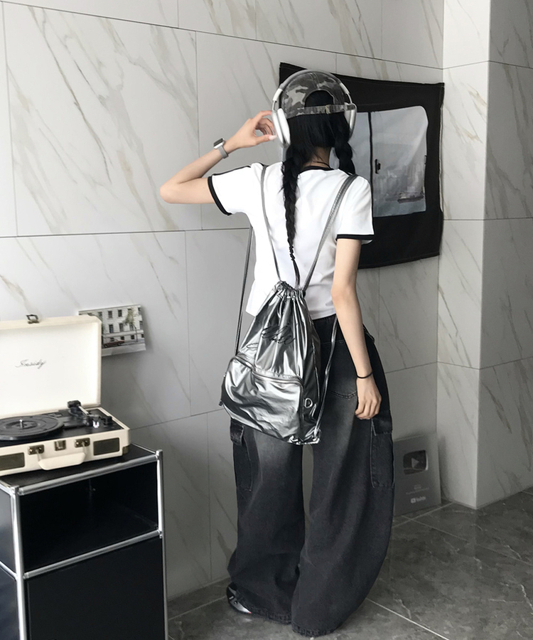 トラックラインVネック半袖Tシャツ WHITE