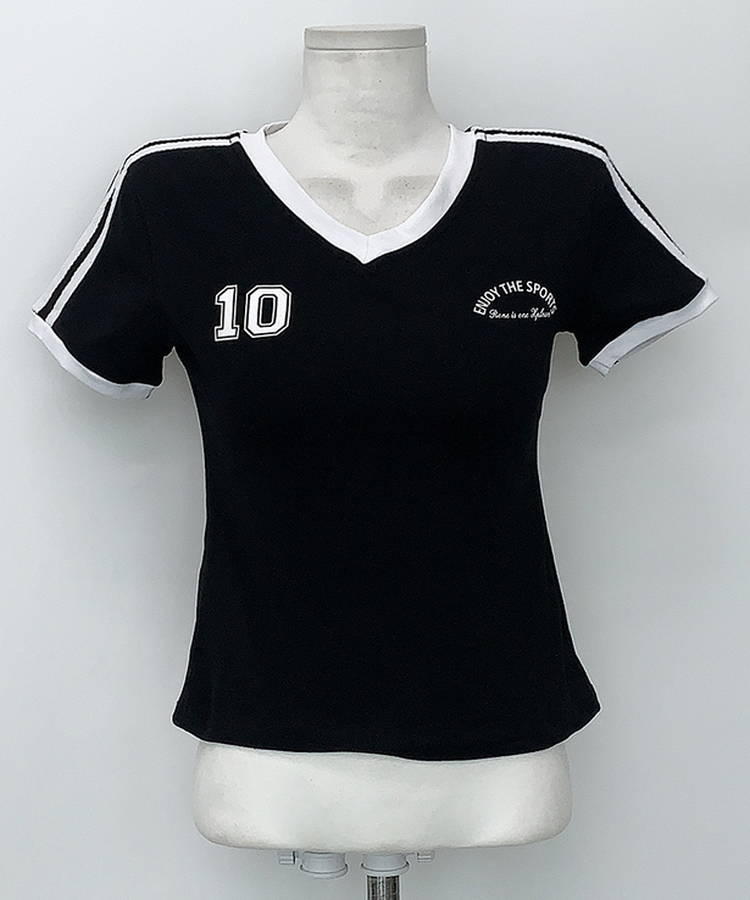 トラックラインVネック半袖Tシャツ