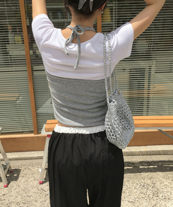 ツーピース レイヤードホルター半袖Tシャツ IVORY