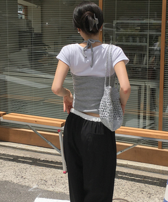ツーピース レイヤードホルター半袖Tシャツ IVORY