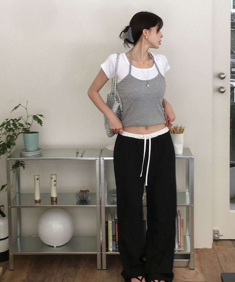 レイヤードホルター半袖Tシャツ IVORY