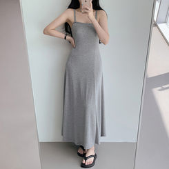 ロングワンピース フロースリーブレスワンピース MELANGE GRAY