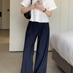 【丈別】サマークーリングワイドスラックス NAVY