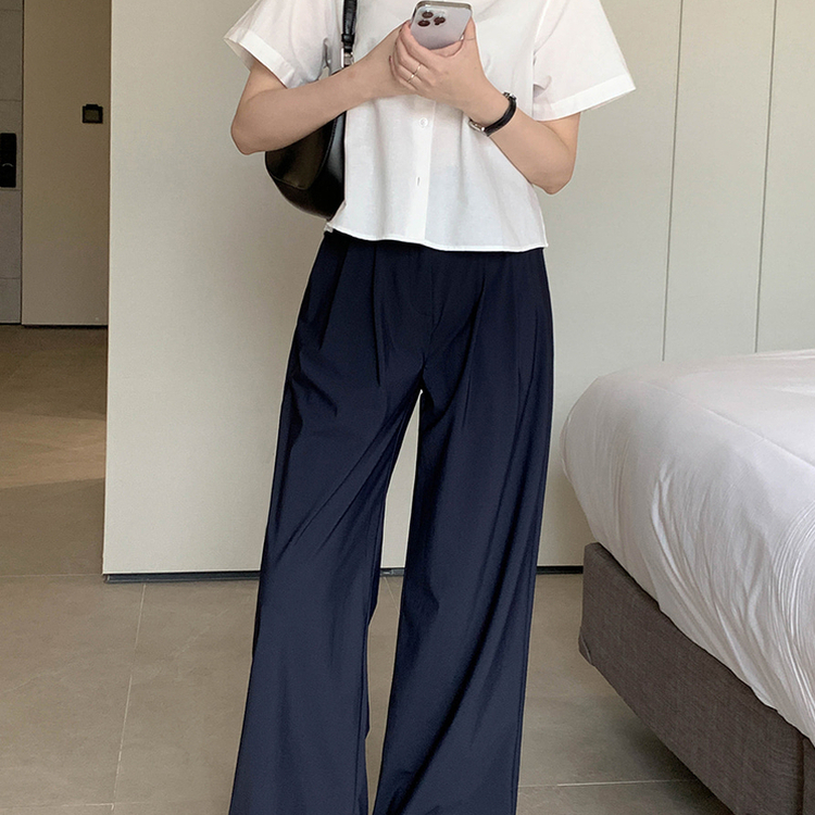 【丈別】サマークーリングワイドスラックス NAVY