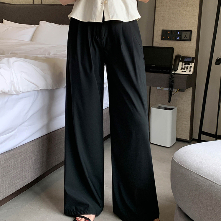 【丈別】サマークーリングワイドスラックス BLACK