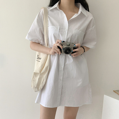 ミニワンピース コットンシャツミニワンピース IVORY