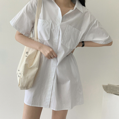 ミニワンピース コットンシャツミニワンピース IVORY