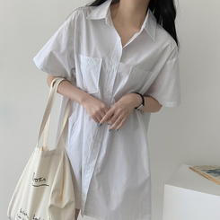 ミニワンピース コットンシャツミニワンピース IVORY