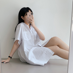 ミニワンピース コットンシャツミニワンピース IVORY