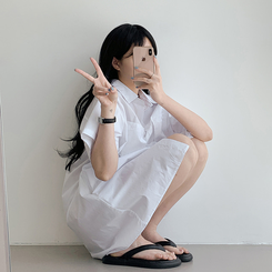 ミニワンピース コットンシャツミニワンピース IVORY
