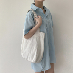 ミニワンピース コットンシャツミニワンピース SKY BLUE