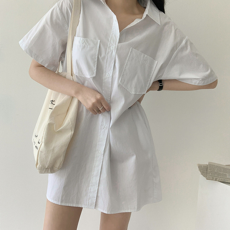 コットンシャツミニワンピース IVORY