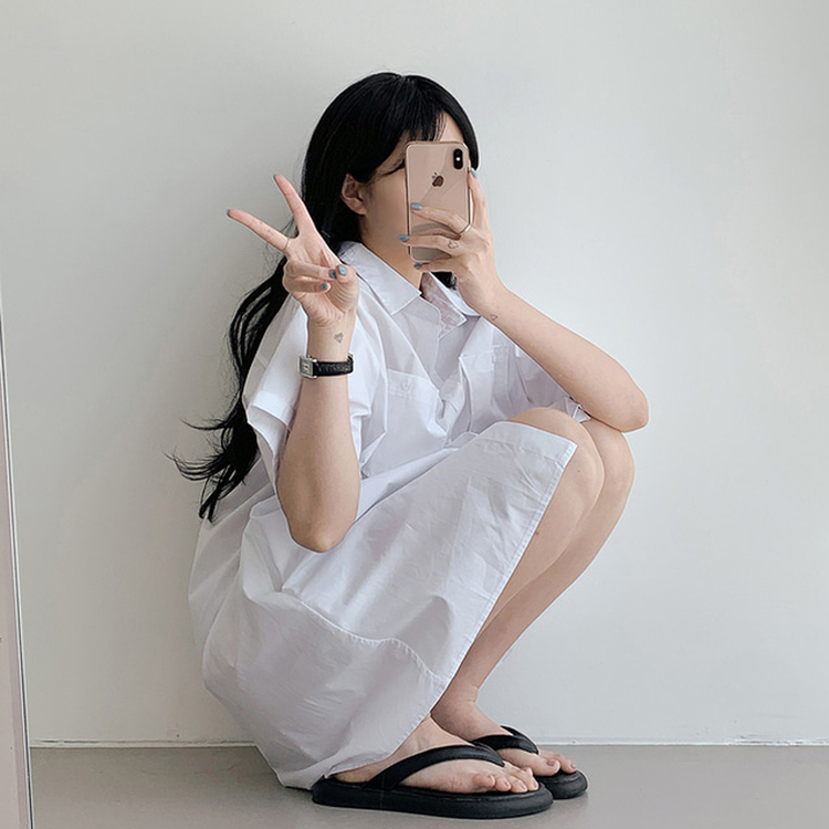 コットンシャツミニワンピース IVORY
