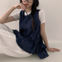 ブラウス 【バッグ付き】ドットフリルキャミソール NAVY