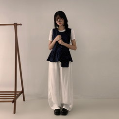 ブラウス 【バッグ付き】ドットフリルキャミソール NAVY