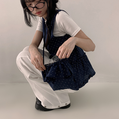 ブラウス 【バッグ付き】ドットフリルキャミソール NAVY