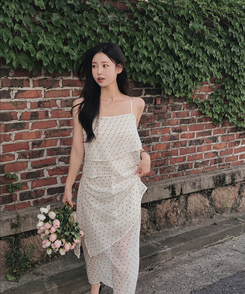ロングワンピース リボンティアードスリットロングワンピース WHITE