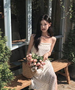 ロングワンピース リボンティアードスリットロングワンピース WHITE