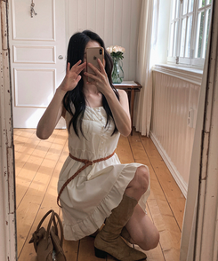 ミニワンピース シャーリングフリルフレアミニワンピース IVORY