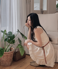 ミニワンピース シャーリングフリルフレアミニワンピース IVORY