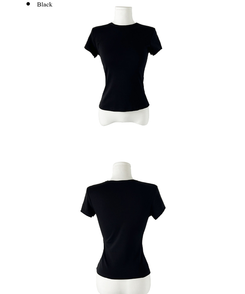 スリムラウンドコットン半袖Tシャツ