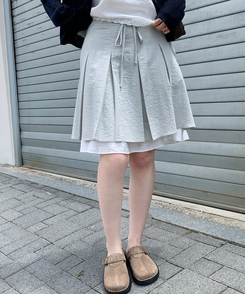 ミニスカート プリーツレイヤードミディスカート Ashmint
