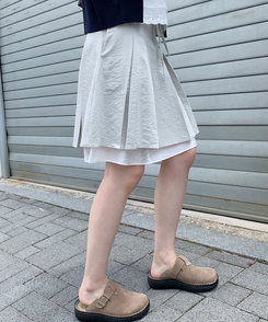 ミニスカート プリーツレイヤードミディスカート Ashmint