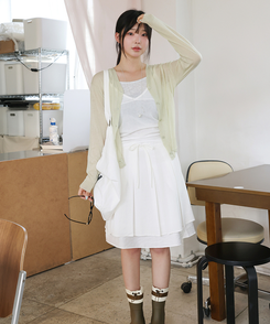 ミニスカート プリーツレイヤードミディスカート IVORY