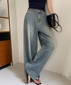丈別パンツ 【丈別】コールドボタンワイドデニムパンツ ASH BLUE