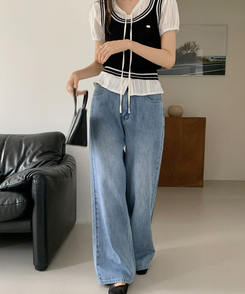 丈別パンツ 【丈別】コールドボタンワイドデニムパンツ LIGHT DENIM
