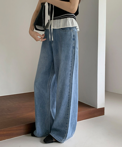 丈別パンツ 【丈別】コールドボタンワイドデニムパンツ LIGHT DENIM