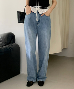 丈別パンツ 【丈別】コールドボタンワイドデニムパンツ LIGHT DENIM