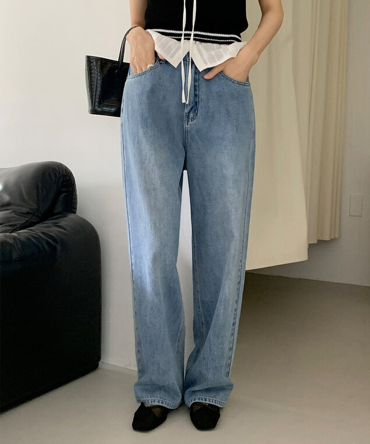 【丈別】コールドボタンワイドデニムパンツ LIGHT DENIM