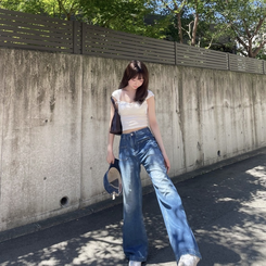 フロントポケットコットンデニムパンツ DARK BLUE