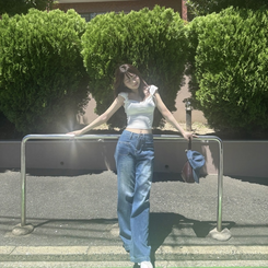 フロントポケットコットンデニムパンツ DARK BLUE