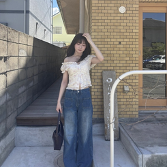 フロントポケットコットンデニムパンツ DARK BLUE