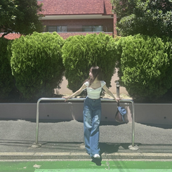 フロントポケットコットンデニムパンツ DARK BLUE